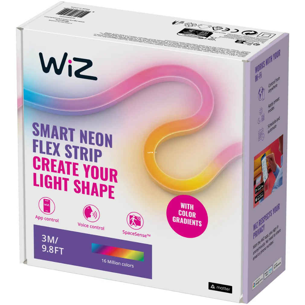 WiZ bandă LED neon inteligentă cu conexiune USB, 2700-5000 K, 3 m