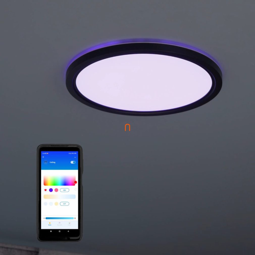 WiZ LED plafonier inteligent, 2200-6500 K, 22 W, negru (SuperSlim RGBW)
