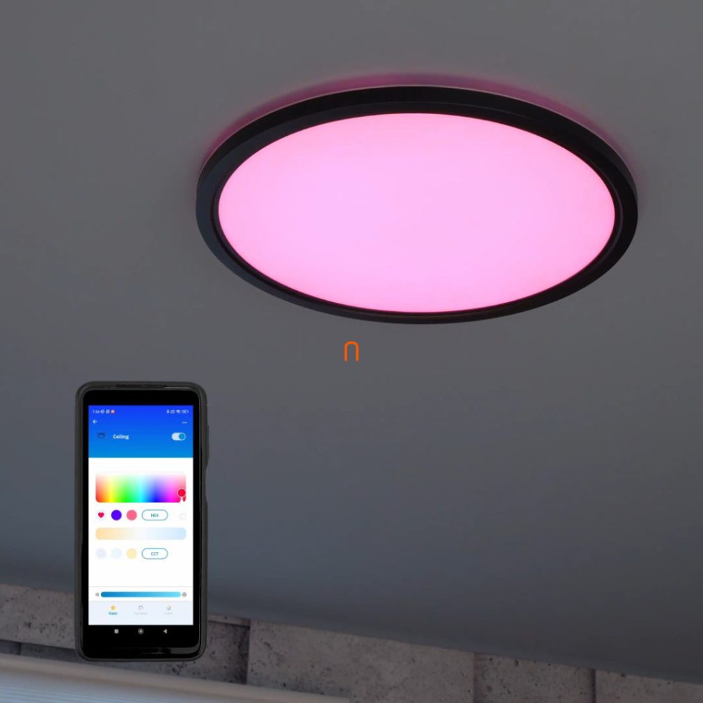 WiZ LED plafonier inteligent, 2200-6500 K, 32 W, negru (SuperSlim RGBW)