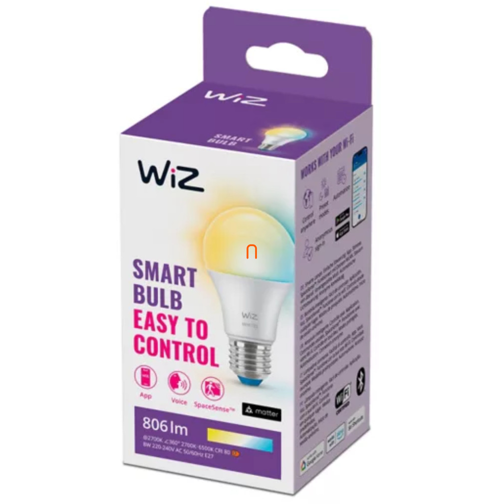 WiZ smart E27 LED 2700-6500K, înlocuiește becul de 60W