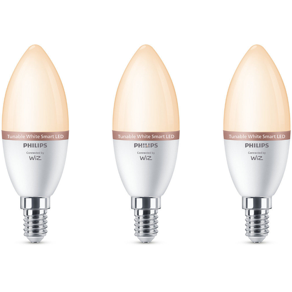 WiZ (Philips) LED inteligent E14, 2200-6500 K, înlocuire bec 40W, 3 bucăți