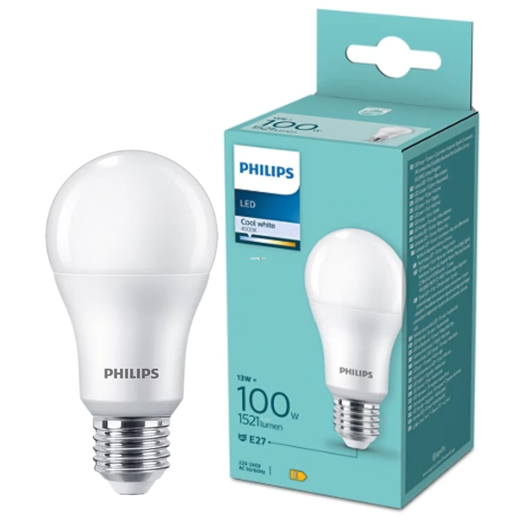 Philips E27 LED 13W 1521lm , hidegfehér-100 W izzó helyett