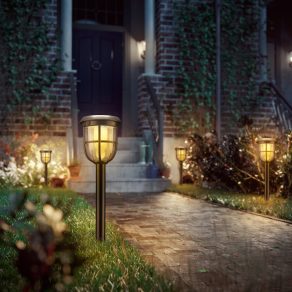   Lampă LED Philips pentru iluminatul aleilor, alimentată cu energie solară, cu capac din plasă, 60 cm (Radii)