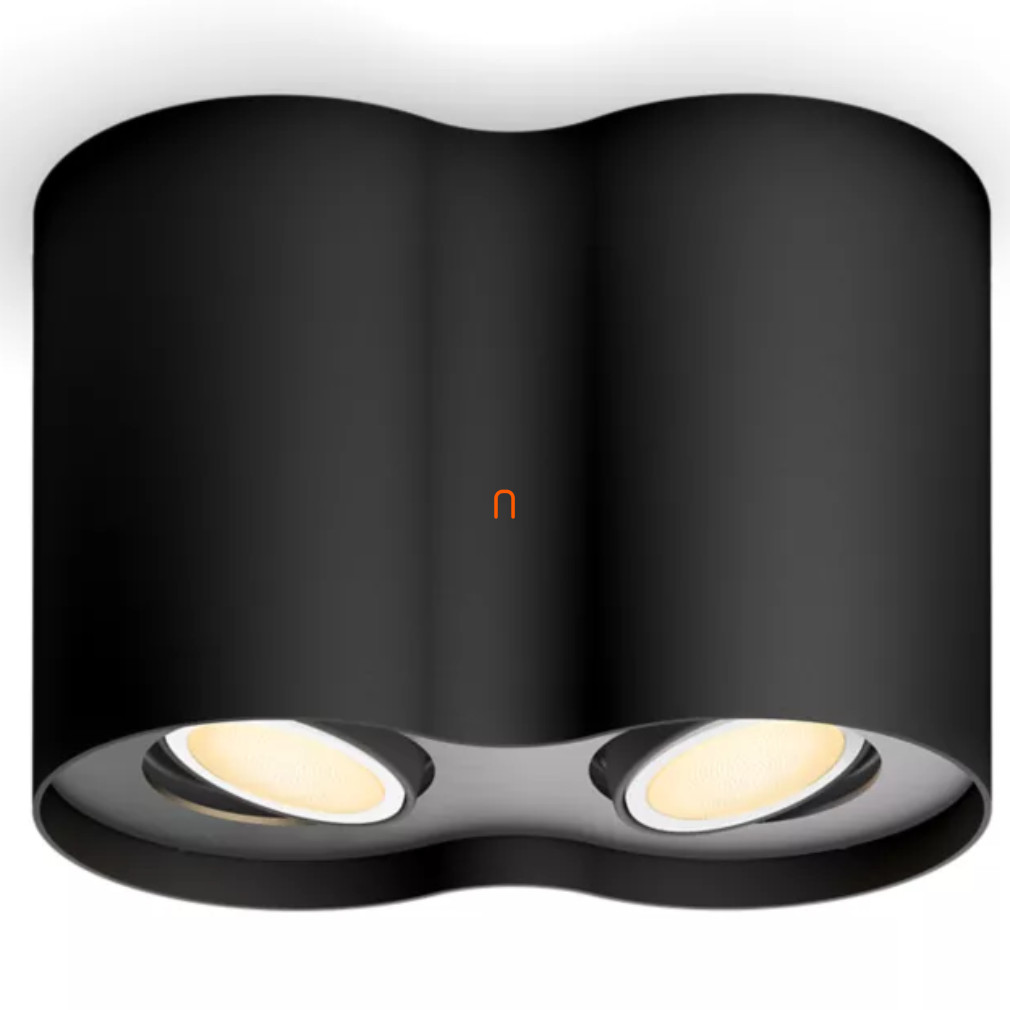 Lampă spot Philips Hue, 2 negre + comutator DIM (ambianță alb stâlp)