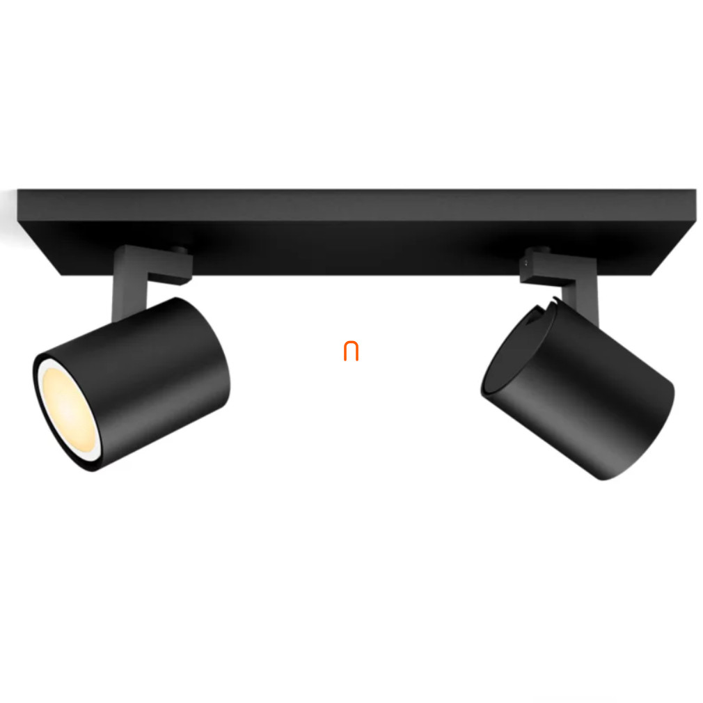 Lampă spot Philips Hue, 2 negru + comutator DIM (Runner White Ambiance)