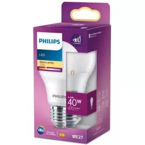   Philips E27 LED, 4,2 W, 470 lm, 2700 K, opal - înlocuiește un bec de 40 W