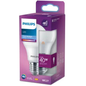   Philips E27 LED, 4,2 W, 470 lm, 6500 K, opal - înlocuiește un bec de 40 W