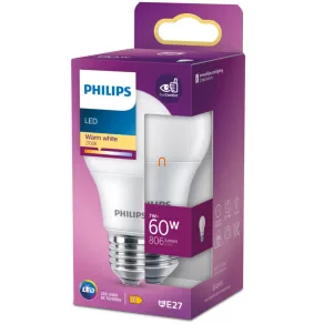   Philips E27 LED, 7 W, 806 lm, 2700 K, opal - înlocuiește un bec de 60 W