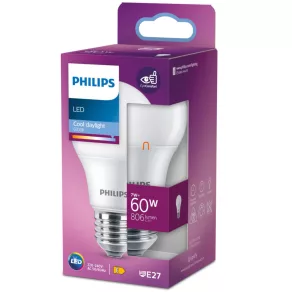   Philips E27 LED, 7 W, 806 lm, 6500 K, opal - înlocuiește un bec de 60 W