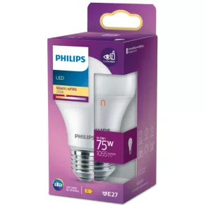   Philips E27 LED, 9,5 W, 1055 lm, 2700 K, opal - înlocuiește un bec de 75 W