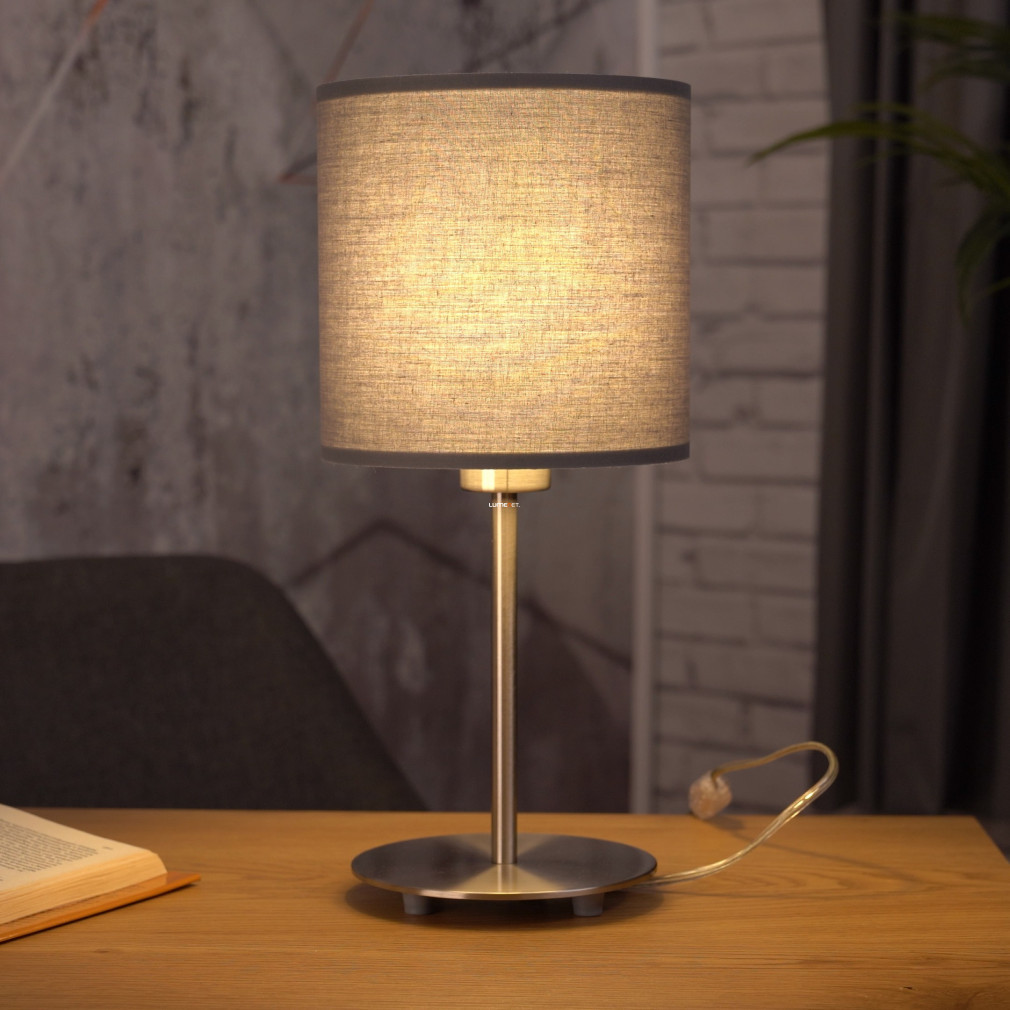 Lampa de masă gri, textilă, 40 cm - Pasteri Eglo 31596, cu soclu 1xE27