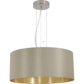   Lampă suspendată cu trei socluri, culoare bej-auriu - Maserlo Eglo 31607