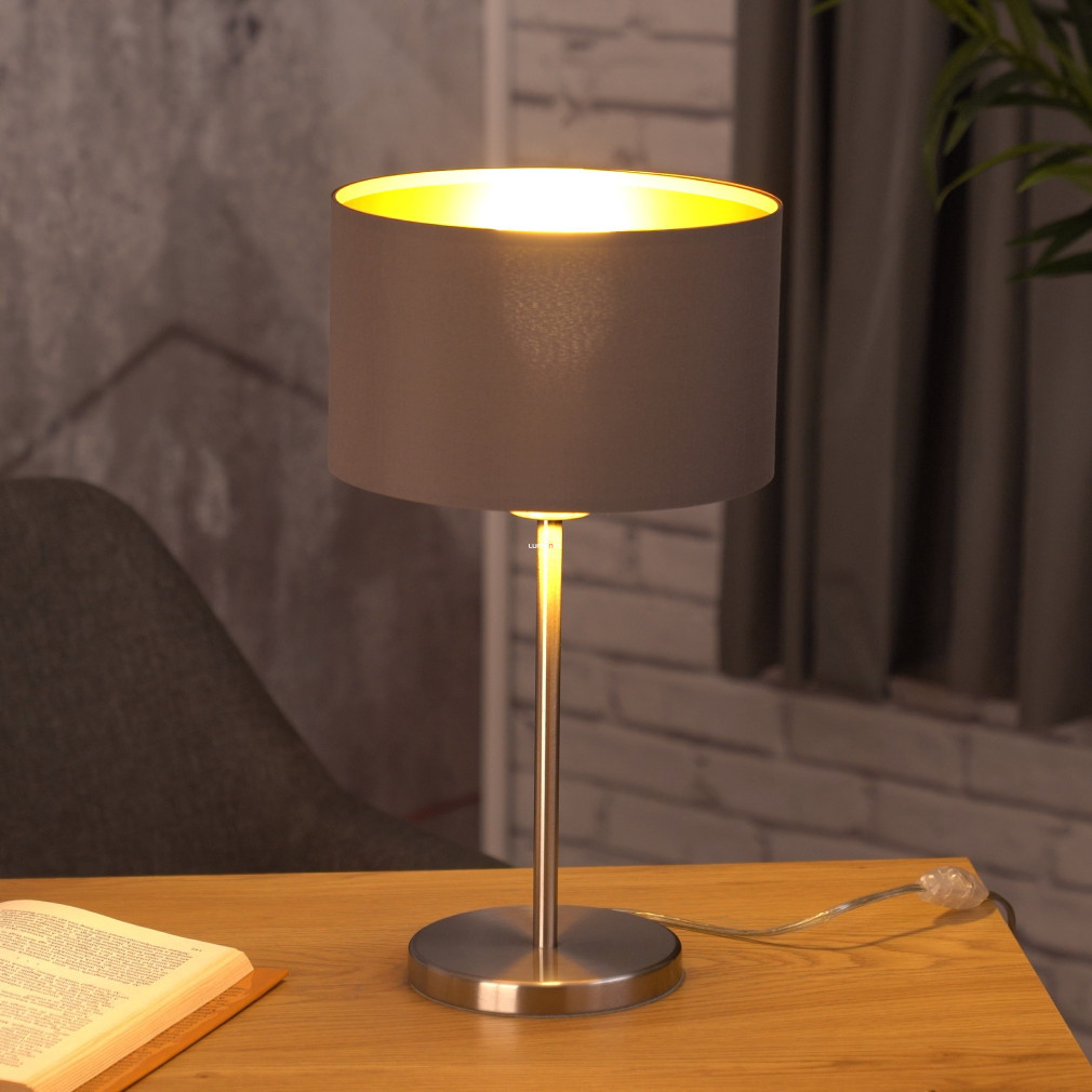 Lampa de masă din material textil, culoare maro, 42 cm - Maserlo Eglo 31631, cu soclu 1xE27
