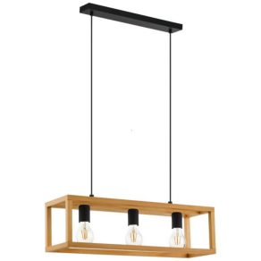   Lampă suspendată cu cadru din lemn și 3 socluri - Blackcrown Eglo 32144