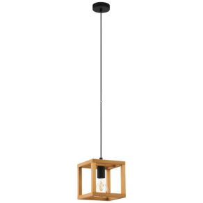   Lampă suspendată din lemn cu model în carouri - Blackcrown Eglo 32145