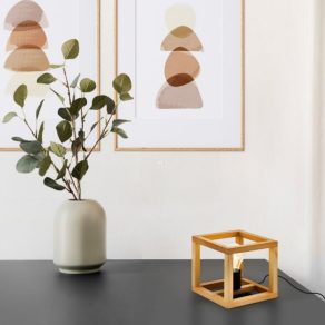   Lampă de masă cu cadru din lemn, 20 cm - Blackcrown Eglo 32147, cu soclu 1xE27