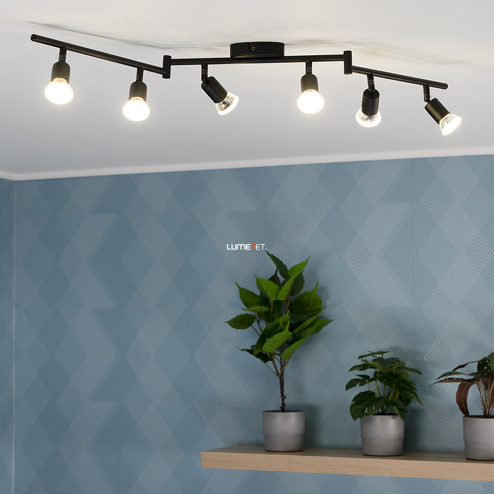 Lampa cu spot negru cu șase prize - Buzz-LED Eglo 32433