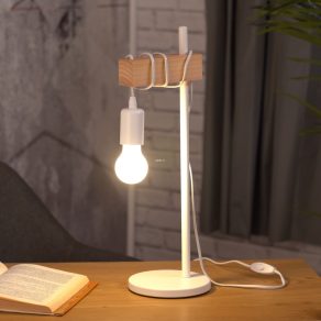   Lampă de masă din lemn, albă, 50 cm - Townshend Eglo 33163, cu soclu 1xE27