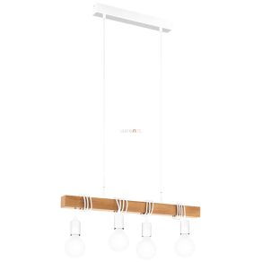   Lampă suspendată cu patru socluri, culoare alb-lemn - Townshend Eglo 33164