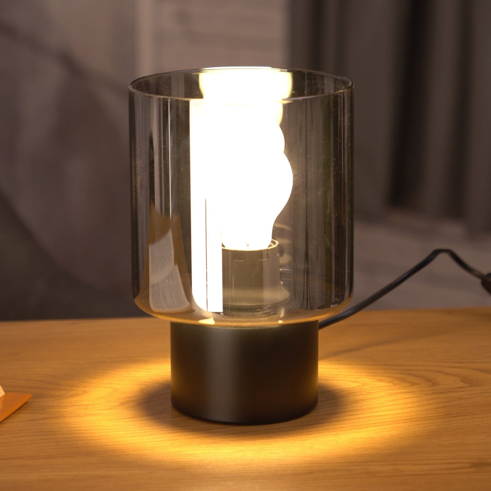 Lampa de masă din sticlă, neagră, 22 cm - Gorosiba Eglo 33984, cu soclu 1xE27