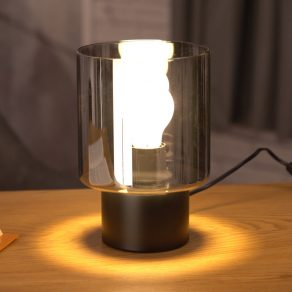   Lampă de masă din sticlă, neagră, 22 cm - Gorosiba Eglo 33984, cu soclu 1xE27