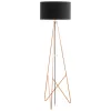 Lampă de podea cu întrerupător la bază, 154 cm, negru-cupru roșu - Camporale Eglo 39229, material textil, cu 1 soclu E27