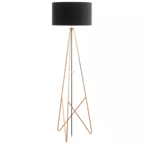   Lampă de podea cu întrerupător la bază, 154 cm, negru-cupru roșu - Camporale Eglo 39229, material textil, cu 1 soclu E27