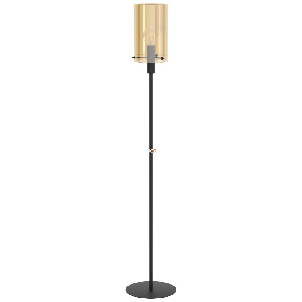 Lampa de podea cu comutator, 155 cm, negru-ambră - Polverara Eglo 39542, sticlă, 1xE27 soclu