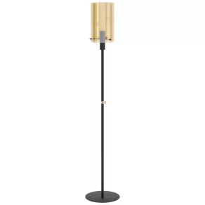   Lampă de podea cu întrerupător la bază, 155 cm, negru-chihlimbar - Polverara Eglo 39542, sticlă, cu 1 soclu E27