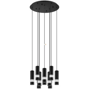   Lampă suspendată cu zece socluri, 58 cm, negru-transparent - Bernabeta Eglo 39708