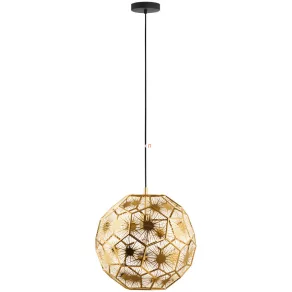 Lampă suspendată, 41 cm, negru-alamă - Skoura Eglo 39755