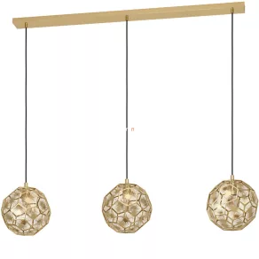   Lampă suspendată cu trei becuri, 130 x 25,5 cm, negru-alamă - Skoura Eglo 39757