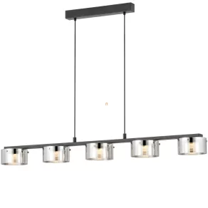   Lampă suspendată cu LED reglabilă, 5x5,4 W, alb cald, negru-fum - Copillos Eglo 39875