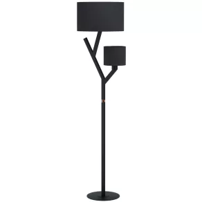   Lampă de podea cu întrerupător la bază, 163 cm, negru - Balnario Eglo 39889, din material textil, cu 2 socluri E27