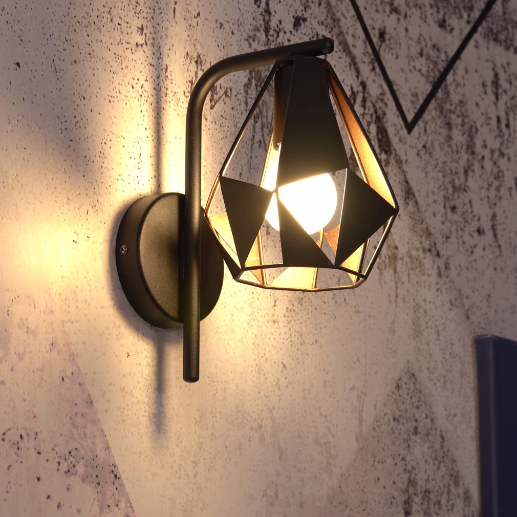 Lampa de perete, negru-roșu-cupru-antic - Carlton Eglo 43057
