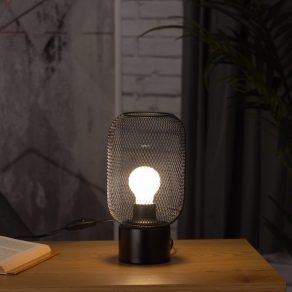   Lampă de masă din plasă, oțel negru, 28 cm - Wrington Eglo 43096, cu soclu 1xE27