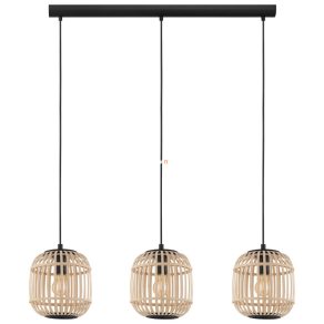   Lampă suspendată cu trei prize, lemn-negru - Bordesley Eglo 43217