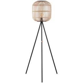   Lampă de podea cu comutator la picior, 139 cm, lemn-negru - Bordesley Eglo 43219, cu soclu 1xE27