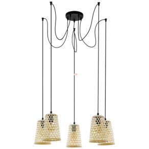   Candelabru cu cablu în culoare naturală și abajur din lemn - Claverdon Eglo 43255