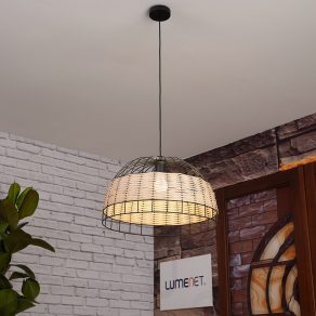   Lampă suspendată, 50 cm, negru și culoarea lemnului - Anwick Eglo 43312