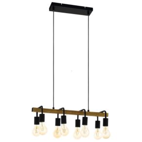   Lampă suspendată cu efect de stejar cu 3 socluri - Erribera Eglo 43316