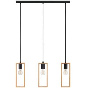   Lampă suspendată cu 3 prize în rame din lemn - Littleton Eglo 43336
