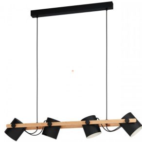   Lampă suspendată cu patru socluri, culoare negru-lemn-bej - Hornwood Eglo 43424