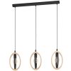 Lampă suspendată cu trei socluri, 110 cm, negru și culoarea lemnului - Basildon Eglo 43462
