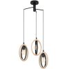 Lampă suspendată cu trei socluri, negru și culoarea lemnului - Basildon Eglo 43463