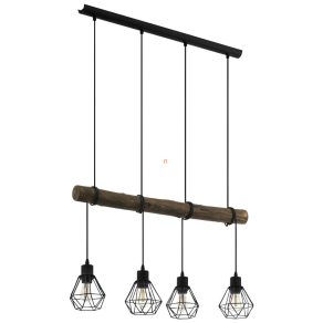   Lampă suspendată cu patru socluri, negru și culoarea lemnului - Horningtops Eglo 43476
