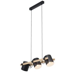   Lampă suspendată cu trei socluri, culoare negru-bej-lemn - Hornwood Eglo 43517