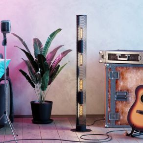   Lampă de podea cu comutator cu picior, 136 cm, negru - Redcliffe Eglo 43537, cu soclu 4xE27