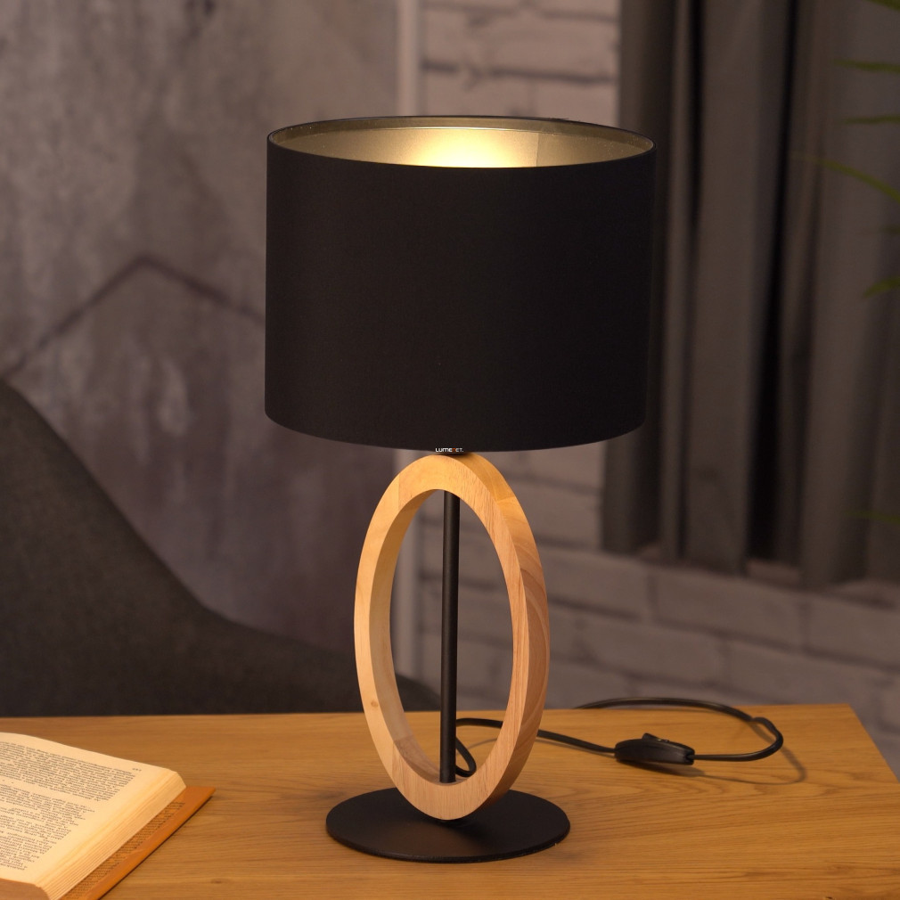 Lampa de masă, cu suport din lemn, 42 cm - Basildon Eglo 43569, cu 1xE27 soclu