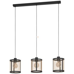   Lampă suspendată cu trei socluri, negru și alamă - Dellow Eglo 43605